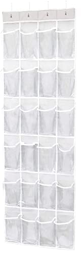 ManGotree Behind The Door Shoe Organiser Hanging Shoe Storage Organizer Overdoor Shoe Storage with 24 Clear Pockets for Storing Slippers Leather Shoes High Heels Sneakers(Transparent)