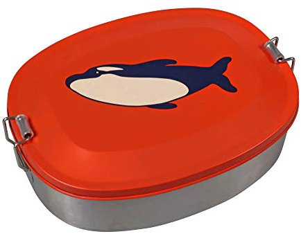THE ZOO Brotdose Edelstahl Ocean mit Wal Motiv in Orange