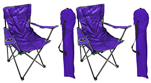 2'er Set Anglersessel Campingstuhl Faltstuhl Anglerstuhl Regiestuhl Lila mit Getränkehalter und Tasche