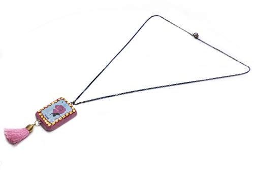 Collier sautoir la rose avec pompon