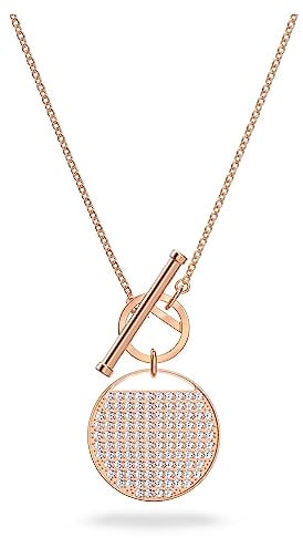 Swarovski Collier Ginger T Bar, blanc, métal doré rose