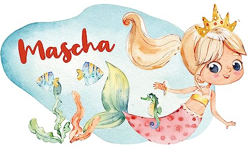 GRAZDesign Wandtattoo Kinderzimmer Mädchen, Meerjungfrau mit Namen, Babyzimmer personalisiert, Entfernbare Wandsticker / 53x30cm