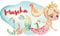 GRAZDesign Wandtattoo Kinderzimmer Mädchen, Meerjungfrau mit Namen, Babyzimmer personalisiert, Entfernbare Wandsticker / 53x30cm