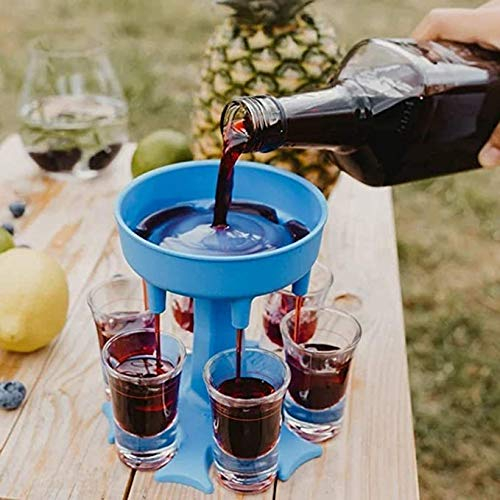 SeeKool 6 Distributeurs de Verre à Liqueur et Support, Distributeur d'alcool Shot Buddy, Distributeur de Cocktails, Distributeur de boissons, Distributeur de Verres à Vin Parfait pour Les fêtes (Bleu)
