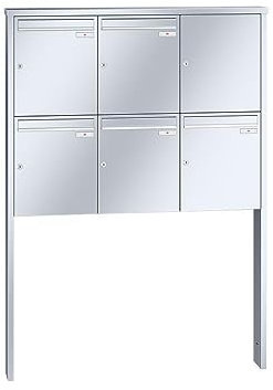 RENZ/Tetro / 5er Freistehende Briefkastenanlage Standbriefkasten / V4A-Edelstahl/Volumen 23 L/zum Einbetonieren/Dein-Briefkasten.de
