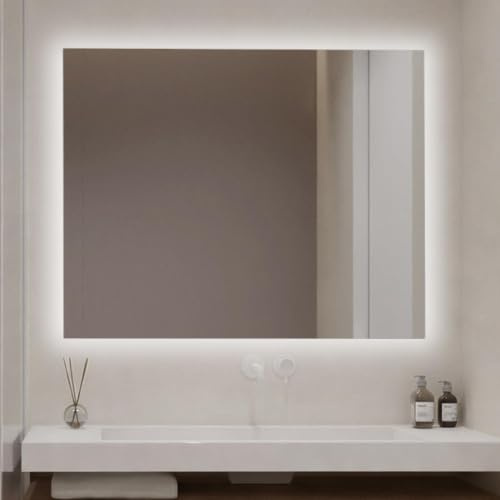 baanio - Espejo Baño con Luz Fría 80x100 cm Estel | Espejo Baño Led Retroiluminado con Antivaho | Vidrio Resistente 4 mm, Plata Ecológica sin Cobre | Montaje Horizontal o Vertical | Diseño Moderno