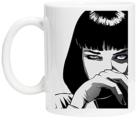 Pulp Fiction Mia Face Weiß Keramik Becher Tasse Für Tee Kaffee White Ceramic Mug Cup For Tea Coffee