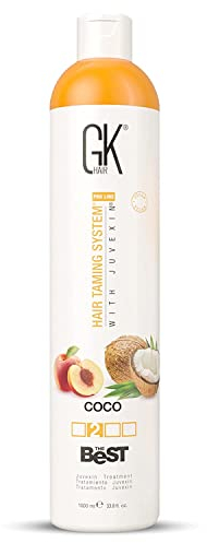 GK HAIR Global Keratin The Best COCO (33.8 Fl Oz/1000ml) Vegane glättende Keratin-Haarbehandlung Professionelle brasilianische Komplexe Blowout Glättung für seidig glattes & kräuselfreies Haar