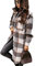 EFOFEI Damen Boyfriend Karo Tunika Casual Karo Bluse Button Down Oberteile Button Down Pocket Shirt Umlegekragen Oberteile Grau L