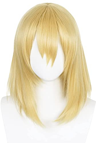 Gorgewg Kurze, gerade, blonde Damenperücke mit Pony für Howl Cosplay Party, mittellanges Haar