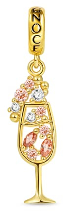 GNOCE Champagner Cocktail Anhänger 925er Sterlingsilber 18 Karat vergoldet Schmuck Geschenk für Frauen Mädchen Ehefrau Tochter passende Armbänder/Halskette