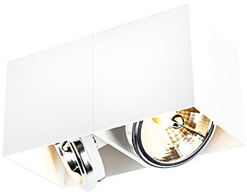 QAZQA - Design Design-Spot I Spotlight I Deckenspot I Deckenstrahler I Strahler I Lampe I Leuchte weiß rechteckig 2-flammig-flammig - Box I Wohnzimmer I Schlafzimmer - Aluminium Rechteckig - LED geeig