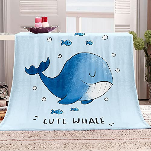 Chickwin Kuscheldecke Flauschig, Blaues Meer Wohndecke Flanelldecke Mikrofaser Soft Weiche Warm TV-Decke Sofadecke Couchdecke Bettüberwurf Tagesdecke (180x240cm,Schöner Wal)