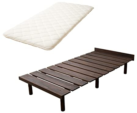 EMOOR Japanische Futon-Matratze CLASSE und Futonbett OSMOS Set 100 x 200 cm, Kaffee-Braun, 3 Höhen, verstellbar, einfach zu montieren, Japanisches Schlafbett Tatami-Matte Holzlatten-Bett Palettenbett