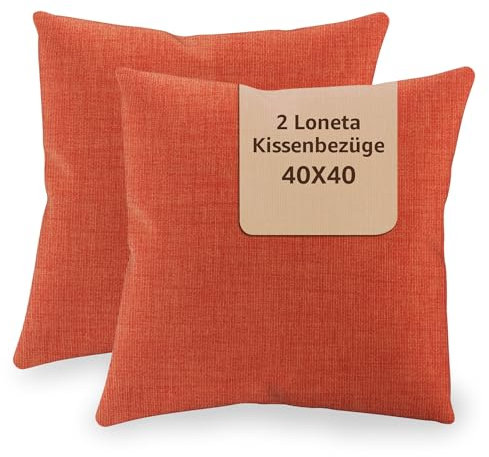 SONIT - Kissenbezug 40x40 cm - Sofa Kissen, Deko Kissenbezüge für Wohnzimmer und Schlafzimmer - 2er-Set - Made in Italy - Orange