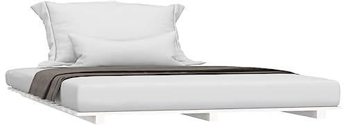 vidaXL Massivholzbett Doppelbett Bettgestell Bett Holzbett Bettrahmen Lattenrost Schlafzimmerbett Schlafzimmermöbel Weiß 140x200cm Kiefer