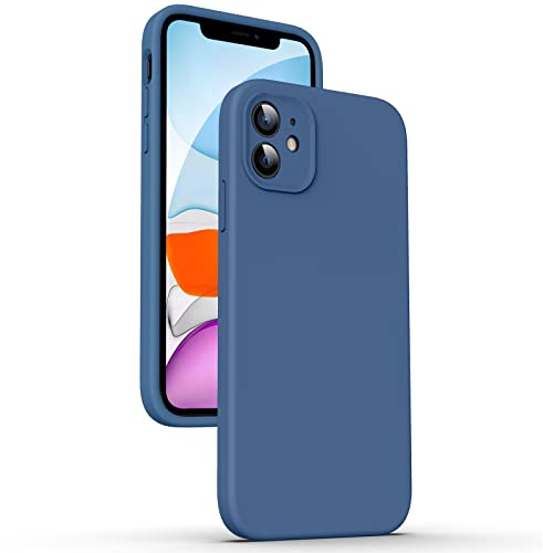 Supdeal Liquid Silikon Hülle für iPhone 11, [Flacher Kante Design] [Kameraschutz] [Anti Fingerabdruck] 4 Schicht Schützen Kratzfest Sturzsicher Flüssige Silikon Handyhülle Schutzhülle, 6,1, Blau