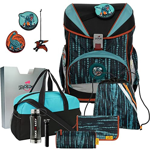 Generisch DerDieDas ErgoFLEX - BIG REX - Dino - T-Rex - Schulranzen-Set 7tlg. mit Schuhbeutel und Sporttasche - Trinkflasche Gratis dazu