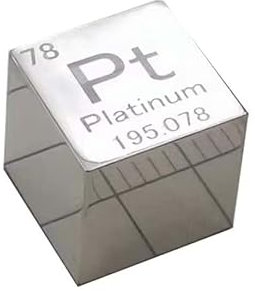 1 Stück 10 x 10 x 10 mm Metallic Platin Periodensystem Würfel Pt 99,95% reines Platin Würfel Wunderbare Element Kollektion Handwerk