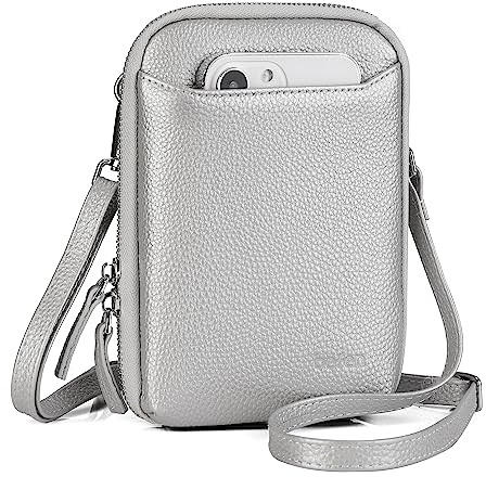 befen Handy Umhängetasche, Multifunktionale Handytasche mit Vielen Fächern und Kartenfächer Handytasche zum Umhängen Damen für Tägliches Arbeiten Einkaufen Reisen Phone 14 Pro, Silber