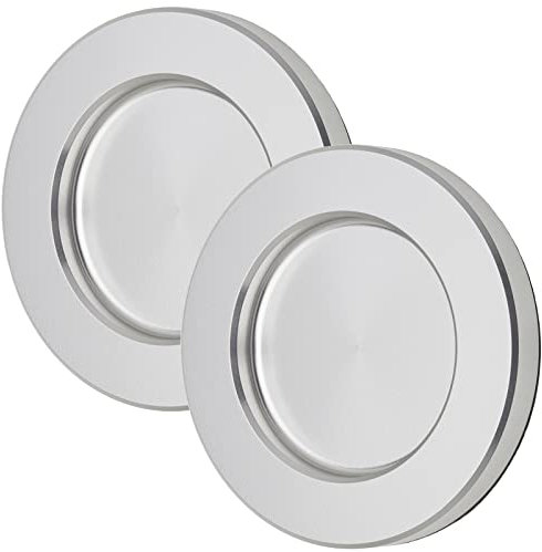 SOTECH 2 Stück Schiebetürgriff TAYO Edelstahloptik Ø 70 x 8 mm selbstklebend (3M VHB), Glastürgriff aus Aluminium, Griffmuschel für Glas- & Zimmertüren, Muschelgriff zum Aufkleben