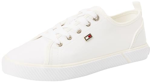 Tommy Hilfiger Damen Sneaker Canvas Schuhe, Weiß (White), 41