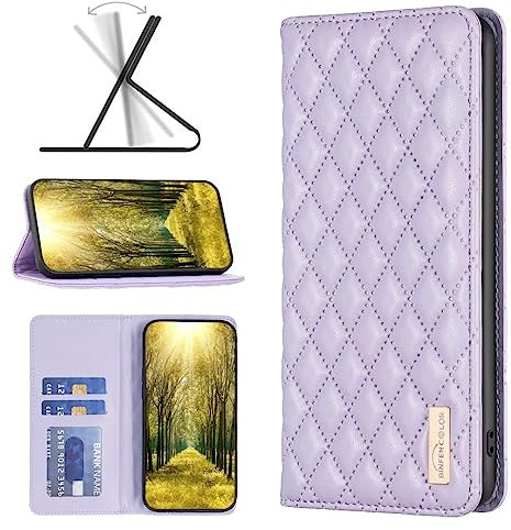 iPhone 14 Pro Max Case, Shockproof Luxury Premium Leather Folio Cover with Inner Magnetic Full Protection Book Design Wallet Flip with Card Slots Kickstand for iPhone 14 Pro Max Phone Case,purple