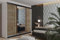 KIER FURNITURE Mehrzweckschrank Malani 200 Schiebetürenschrank - Eleganter Kleiderschrank Schrank Garderobe Spiegel - Wohnzimmerschrank Schiebetüren - Weiß + Eiche Craft Gold 200x205x59 cm