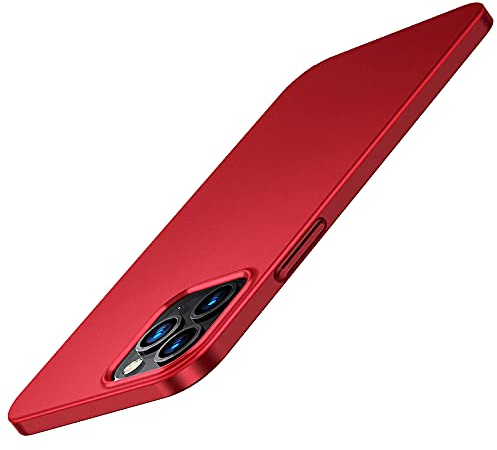 Sitthyw iPhone 14 Pro Hülle Ultra Slim Matte Handyhülle Ultra Dünn Design Schutzhülle Leicht und Kratzfest Stoßfest Cover Anti-Rutsch Bumper Hard Case Für iPhone 14 Pro, Rot