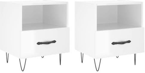 vidaXL Nachttische 2 STK. Hochglanz-Weiß 40x35x47,5 cm Holzwerkstoff