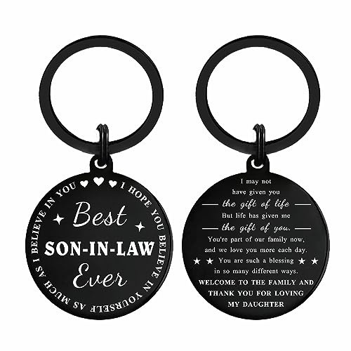 FALOGI Son In Law Gifts from Mother In Law, Son In Law Birthday Gifts Keyring, Wedding Day, Anniversary, Son in Law Schlüsselanhänger, Son in Law Keychain