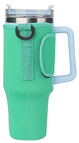 BaronHong Porte-bouteille d'eau pour gobelet Stanley 40oz avec poignée, housse de protection de sac, sangle réglable, 1 mousqueton (vert, M)
