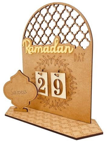 Ramadan Adventskalender Eid Mubarak Holz Countdown Kalender Tracker Datum Geschenk für Kinder Arabisch Muslim Islamisch Urlaub Tisch Home Dekorationen DIY Inspiration Wiederverwendbar (B)