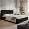 MOTIVENA Dalia Chesterfield Polsterbett 180x200 mit Bettkasten, Chesterfield Bett 180x200 mit Stauraum, Bett Kopfteil Samt, ohne Matratze, Bett Samt, Polsterbett 180x200 Schwarz
