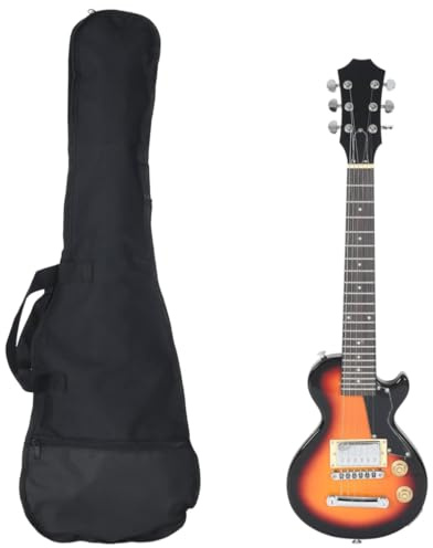 vidaXL E Gitarre für Kinder, Elektrische Gitarre mit Tasche, Guitar Zubehör Starterkit, Musikinstrument Komplettset, Braun Schwarz 3/4 30