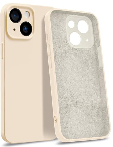 MyGadget Custodia per iPhone 15 Plus [Quadrupla Protezione] - Case in Silicone Rigido con Fodera in Microfibra - Cover Beige