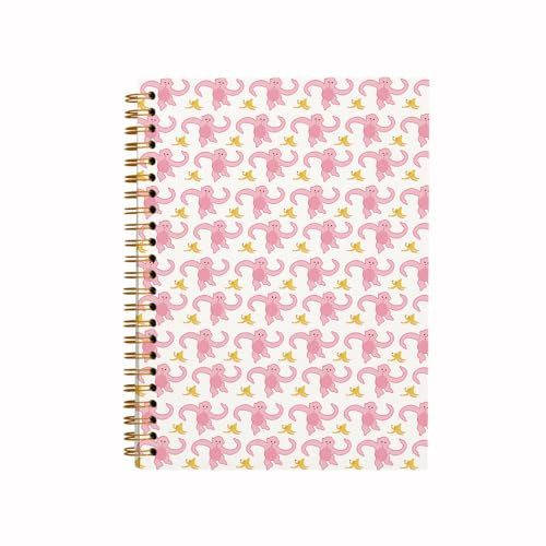 QUICQOD Monkey Funny Pink Notebook Journals,Cute Notebook for Teen Girls Women Monkey Lovers,Hardcover Spiral Notebook 5.5x8.3