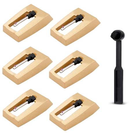 6 Pcs Record Player Needle with Brush- Diamond Replacement Stylus Needle for Vinyl Record Player ION Jensen Crosley Victrola Sylvania Turntable Phonograph LP