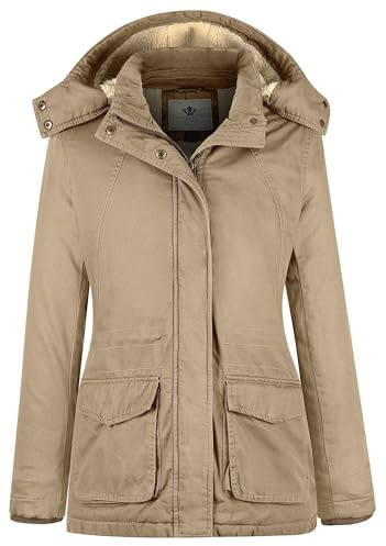 WenVen Femme Veste d'Hiver Chaude Transition Parka avec Capuche Kaki XL
