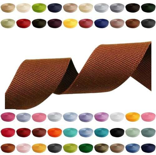 Gurtband 2m 5m 10m 50m, 50 Farben, Breite 10mm 15mm 20mm 25mm 30mm 40mm 50 mm Taschengurt Polypropylen Ideal für DIY-Projekte, Handarbeiten & Outdoor (236) Braun, 25mm x 2m