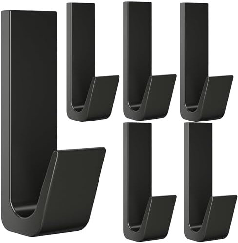 Locget Handtuchhaken ohne Bohren Garderobenhaken schwarz matt Kleiderhaken selbstklebend Haken Garderobenhaken Aluminium Wandhaken selbstklebend für Badezimmer Schlafzimmer Wand Tür, 6 Stück