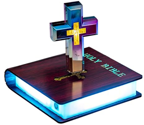 WLDOCA Magnetisches Schwebe-Kreuz Lampe - Schwebendes Bibel Nachtlicht in Bunten Farben, Jesus Segnet Dekorationslampe für Home Office, Geschenk,B,1