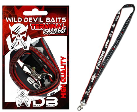 Angel-Berger Wild Devil Baits Fishing Lanyard mit Massband Schlüselband mit Measure Scale Umhängeband mit Karabiner