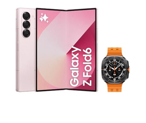 Samsung Galaxy Z Fold6 AI Smartphone, Unlocked Android Smartphone, 1TB Storage, Pink and Watch Ultra, Smart Watch, Dark Grey (UK Version)