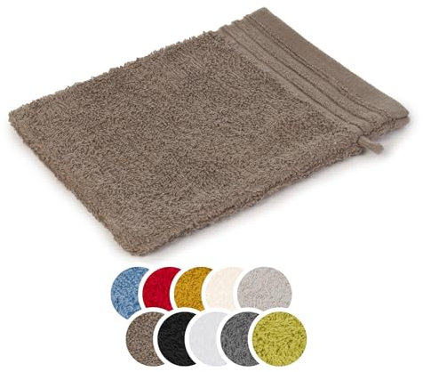 liebling Waschhandschuh Baumwolle, Serie Frankfurt, 400 gr. / m², 16 x 21 cm, 60 Grad, mit hochw. Borte, saugstark, Farbe: Taupe