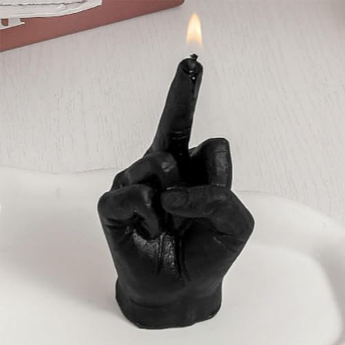 XIAOBAN Lustige Mittelfinger-Duftkerze, universelle kreative Kerze, Mittelfinger-Form, Aromatherapie-Handgeste-Kerzen für Haus, Schlafzimmer, Urlaubsbedarf (schwarz)