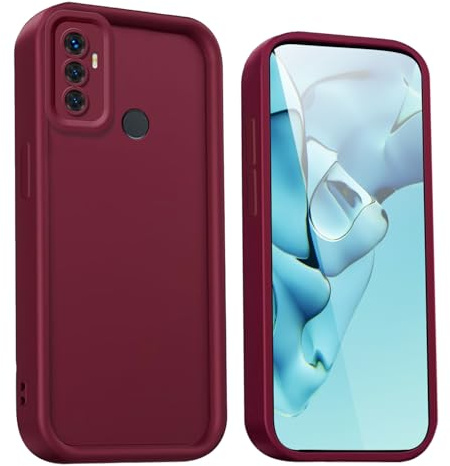 WBWONE Schutzhülle für Oppo A53 | A53s - Premium Silikon Stoßfeste Hülle Handyhülle mit Elegantem Design und Rutschfestem Griff - Weinrot