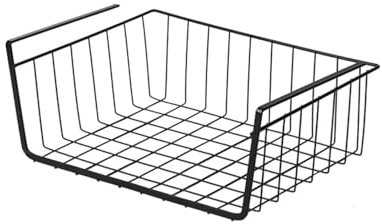 SanzIa Cestas Bajo Estantería para Almacenaje Estantes Organizadores Bajo Armario, Soporte Colgante para Armario de Cocina Acabado al Horno, Fácil de Instalar, 2 PCS(Schwarz)