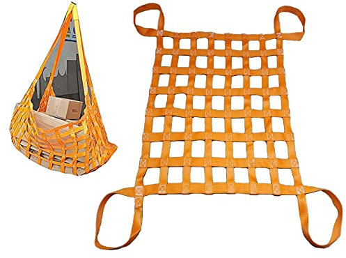 Hebenetztasche mit reißfester Abdeckung für Industrie, Logistik, Bau, robustes Überspringnetz, Anhängernetze für orangefarbene Ladungssicherheit (2 x 2 m/Last: 2 T)