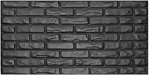 Polystyrol 3D Paneele, Deckenpaneele XL Wandpaneele, Dekoren, Styropor Ziegel, Decken - Wandverkleidung, 3mm dick - 100x50cm 2m² - 4 Stück (Schwarz)